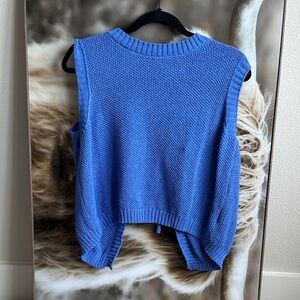 Backless Blue Sleeveless Women's Sweater